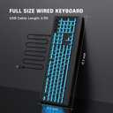 Luzarriba Backlit Computer Keyboards, Wired USB LED Keyboard with 7 Colors Backlight, Plug and Play, Waterproof, Full Size Quiet Computer Keyboard for Windows Desktop, PC, Laptop, Gaming