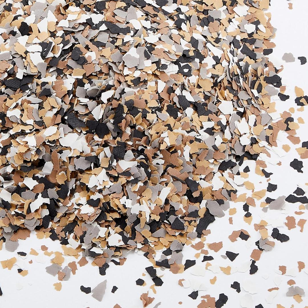Taiyin 2.8 Kg/ 6.17 lb Blend Decorative Color Chips Epoxy Flakes for Garage Floor Blend Concrete Coatings Paint Chips for Wall Interior Exterior Basement(6-8 mm,Black, White, Grey, Yellow)
