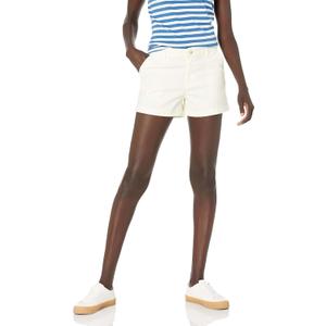 Amazon Essentials Women's Mid-Rise Slim-Fit 3.5 Inch Inseam Khaki Shorts (6, Cream)