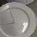 U-QE 100 Pieces White Plastic Plates - White Disposable Plates - Premium Hard Plastic Disposable Plates for Wedding and Party Use Including 50 Dinner Plates 10 '' & 50 Dessert Plates 7.5 ''
