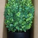 Set of 2 Artificial Boxwood Topiary Trees for Front Door - Faux Realistic Greenery Potted Plants, Fake Outdoor UV-Resistant Bushes with Pots for Porch,Farmhouse,Home,Garden Decor