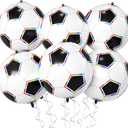 2 x Soccer Ball Balloons, 22 Inch Soccer Balloons Laser Round Sphere Balloon, Foil Football Birthday Balloon for Boys Men Sports Soccer Themed Party Decorations