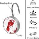 Halloween Help Me Scary Bloody Handprints Footprints Shower Curtain Hooks Set of 12 Rustproof Metal Shower Hooks for Curtains Rods Shower Curtain Rings for Bathroom Living Room Bedroom Decor (1.45x1.45x1.1 Inches)