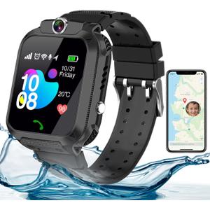 DDD 2025 Kids Smart Watch GPS Tracker,SIM Card for Calls,7-Day Battery IP67 Waterproof SOS Call - No Game Distraction - Birthday Gift for Boys Girls (Black)