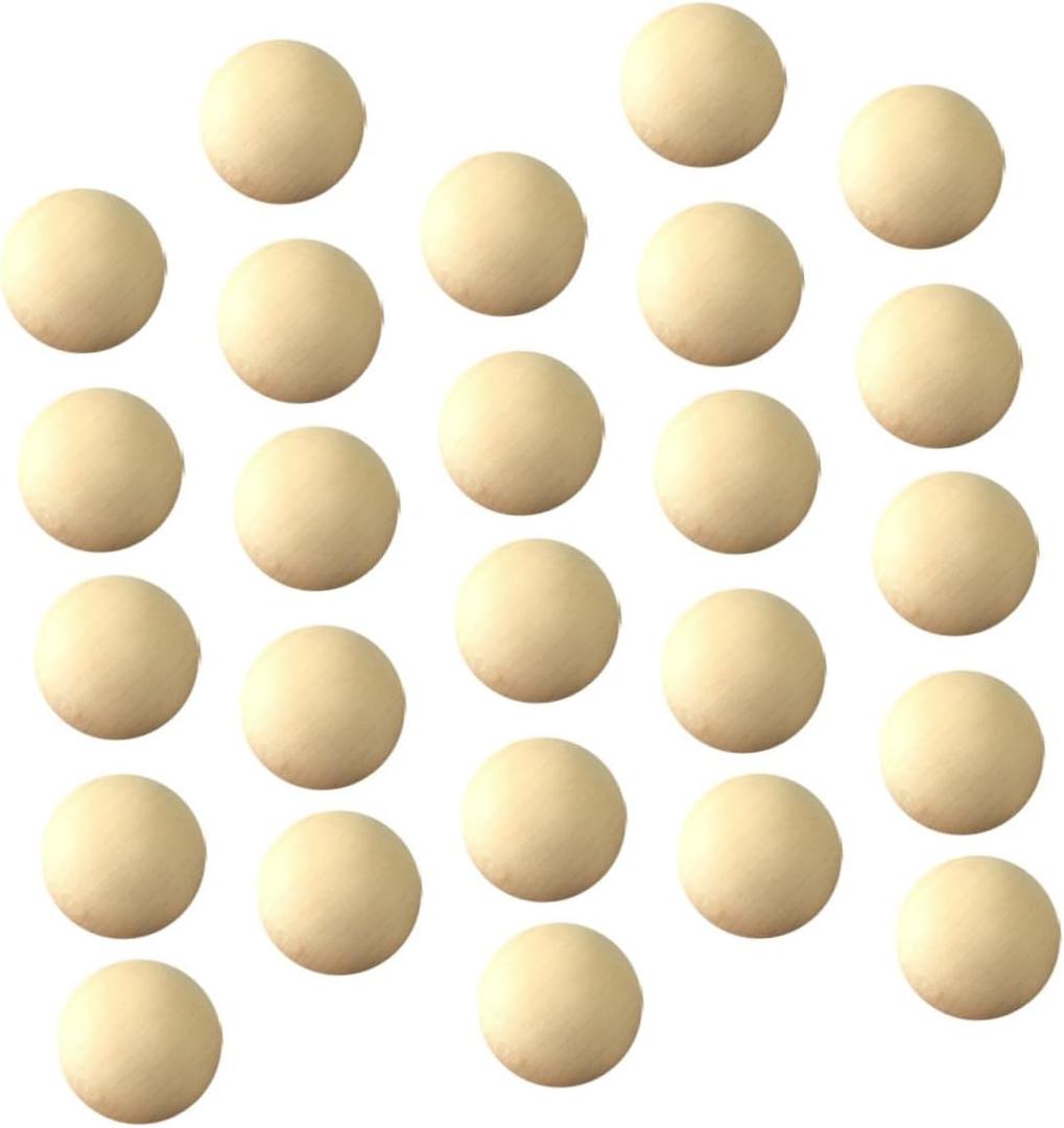 NUOBESTY 60PCS Unfinished DIY Wood Beads Non Porous Round Balls Natural Crafting Beads for Jewelry Decor and Creative Projects
