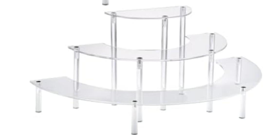 Acrylic Display Risers, 1 Tier Clear Cupcake Stand Risers, Perfume Stand Organizer, Half Moon Dessert Stand, HENABLE Shelf Risers for Display Stands for Food, Amiibo Funko POP Figure