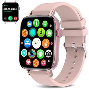 PJYUBVOR 1.9" Smart Watch for Women - Bluetooth Call Fitness Tracker with Heart Rate/Sleep Monitor/Menstrual Reminder, DIY Watch Face Waterproof Smartwatch Compatible with Android iPhone (Pink)