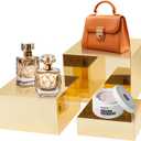 3 Pcs Acrylic Risers for Display, Gold Buffet Risers, Food Display Lifter, Acrylic Box Rack Dessert Collection Jewelry Character Party Rack