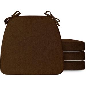 Chair Cushions for Dining Chairs Set of 4, D-Shaped Non-Slip Seat Cushions with Ties and Removable Cover, 2" Thick Chair Pads for Indoor Dining Room, Kitchen, 18''x16'', Brown, 4 Pack