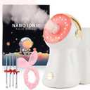 Facial Steamer,with 7 Colors Led Light,Face Steamer for Facial Deep Cleaning,Warm Mist Nano Ionic Steamer for face,Steam Humidifier,Facial Steamers Home Facial spa, Gift for WomenGold with Light