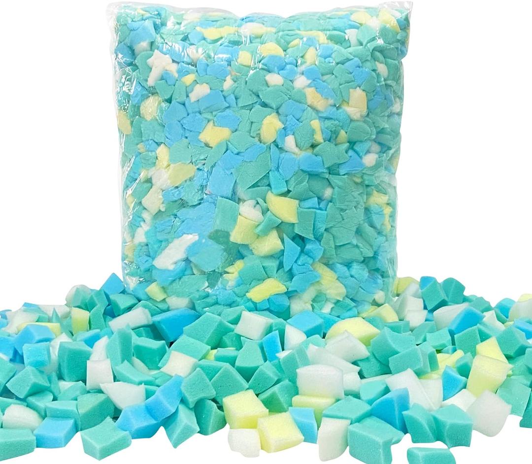 Shredded Memory Foam Filling 5lbs for Bean Bag Filler, Without Added Gel Particles, Premium Soft Refill and Great for Stuffing, Multi Color and Shape (5 Pound (Pack of 1))