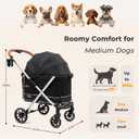 Dog Stroller for Medium and Small Dogs, Lightweight Aluminum, Up to 66 lbs