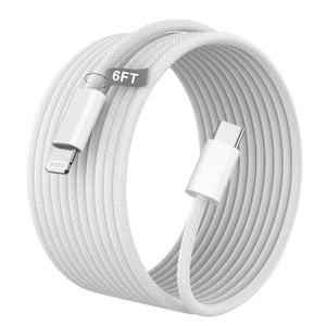 Apple MFi Certified USB C to Lightning Cable, 6FT CarPlay Cable High Speed Data Transfer Fast Charging OTG Cord for iPhone 14 13 12 11 Pro Max XS XR X 8 7 6S 6 Plus SE 5S 5C iPad mini Air Pro (6FT)