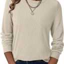 GKBK Womens Tops Long Sleeve Lightweight Shirts 2025 Fall Fashion Trendy Pullover Tops Crewneck Knit Tee Sweatshirts (XL)