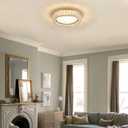 15 Inch Dimmable LED Crystal Flush Mount Ceiling Light,Gold 5CCT