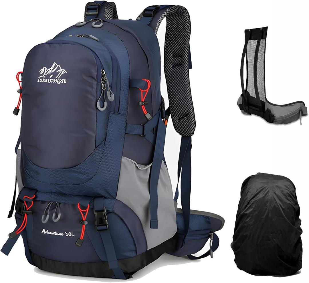 Vellyhiker 50L Hiking Backpack for Outdoor Camping Travel Cycling Daypack Ultralight Backpack for Adults Travel Daypack (Black)