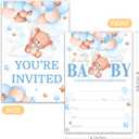 Cute Bear with Balloons Baby Shower Invitations, We Can Bearly Wait Boy Baby Shower Invitation Set, Teddy Theme 4x6 Inch Gender Reveal Party Supplies071