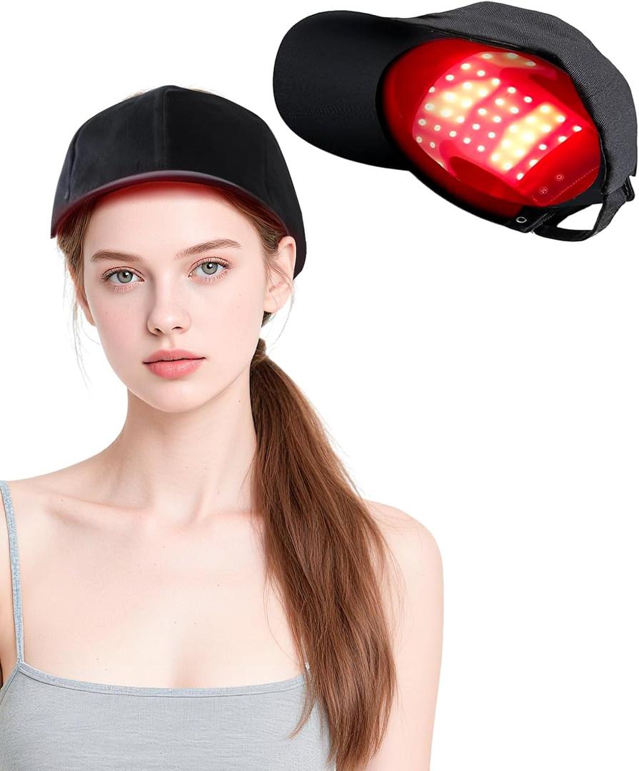 Cordless Red & Blue Light Scalp Care Cap, Wireless Heating Hat with Timer, Rechargeable Battery, Adjustable Fit and Portable Design for Men & Women