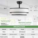 20" Modern Fandelier Caged Ceiling Fan with Light and Remote, Black, Medium