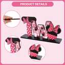 TONIFUL Pink Mouse 2nd Birthday Party Supplies 2nd Table Centerpieces Pink Mouse Theme Design Sturdy Wooden for Girl TWO Years Old Birthday Favors 2nd Birthday Party Decorations(4 Pcs)