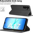 for Samsung Galaxy A17 Case Flip Leather Cover with Hinge Protection Funda, Slim Thin Magnetic A17 Wallet Case [1 Card Holder], Shockproof Protective Cover for Samsung A17 5g Phone Case (Black)