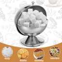 Stainless Steel Sugar Bowl with Roll Top, Stainless Steel Spherical Candies Bowl with 4.33 Inch Sugar Tong, Sugar Cube Holder, Candy Jar Cookies Mints Holder Bowl for Home Kitchen, Office, Parties