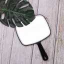 Large Wall Mount Hand Mirror with Handle, for Vanity Makeup Home Salon Travel Use (Square Black 10.3inx7.3in)