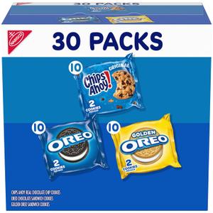 2 x Nabisco Sweet Treats Cookie Variety Pack OREO, OREO Golden & CHIPS AHOY!, 30 Snack Packs (2 Cookies Per Pack) (EXP 05/01/26)