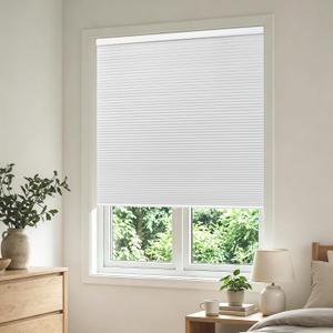 Allesin Cordless Blackout Cellular Shades, Honeycomb Blinds for Windows, Thermal Insulated & Noise Dampening, Room Darkening Window Coverings for Bedroom & Nursery, White, 32" W x 64" H