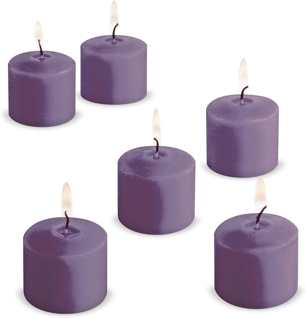 Candle Charisma Lavender Scented Votive Candles - 15 Hour Burn time - Set of 36 for Dinner, Wedding, Halloween and Holiday Decorations
