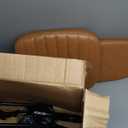 DUMOS Armless Home Office Desk Chair -Small Ergonomic with Low Back Lumbar Support, Height Adjustable PU Leather Computer Task with 360 Swivel Rolling Wheels, for Small Space, Brown