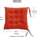 Set of 4 Square Chair Pads Indoor Seat Cushions Pillows with Ties Soft Comfortable Non Slip Chair Mat for Kitchen Dining Office Desk Living Room Outdoor Tatami 15.5" - Orange, 4Pack