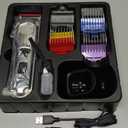 oneisall Professional Dog Grooming Clippers: Cordless Rechargeable Thick Hair Clipper with Detachable Metal Combs, Low Noise Heavy-Duty Pet Clippers for Curly/Fine/Wavy Hair, 676pro (Silver)