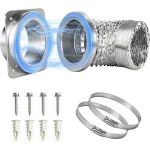 Upgraded Magnetic Dryer Vent Connector Kit, Quick Connect for 4" Dryers, Airtight Seal, Easy to Clean, Applicable to Most Dryers, Including a 2.6ft 4" Duct and two Clamps