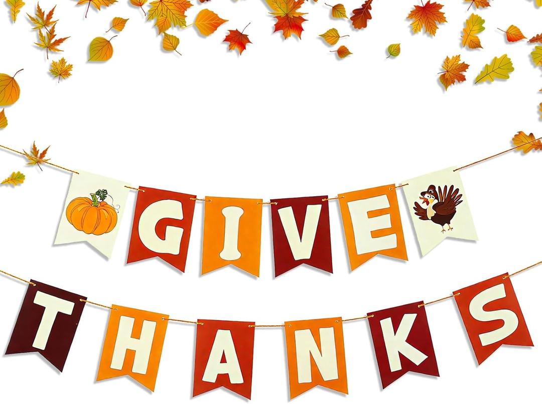 Thanksgiving Banner Decorations Give Thanks Banner for Thanks Giving Decoration Thanksgiving Party Office Indoor Wall Hanging Decorations