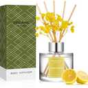 Lemon Verbena Reed Diffuser Set - 3.38 fl oz (100ml) Essential Oil with 6 Reed Sticks | Home & Bathroom Decor