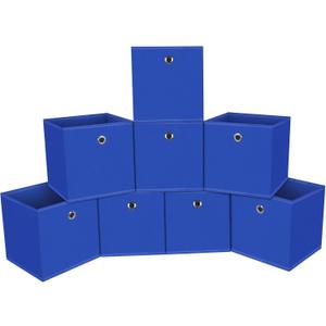 Foldable Storage Cubes Bins ,11 Inch Cloth Storage Cube Fabric Storage Box Cubes Organizer Baskets with Dual Handles for Home Organizer Set of 8 (Dark Blue)