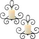 Wall Candle Sconces Set of 2, Triple Scroll Pattern Candle Sconces, Metal Wall Candle Holder for Home Decor, Living Room, Dining Room, Bedroom, Black, Gifts for Men Women Mom or Dad