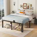 Yitong Angel 18 inch Full Size Bed Frame with Round Corner Legs Mattress Slide Stopper,3500 lbs Heavy Duty Metal Platform,Steel Slat Support,No Box Spring Needed,Easy Assembly,Noise Free