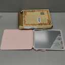 Gospire Travel Makeup Mirror with Lights and Magnification 10X, Portable Make Up Compact Tabletop Mirror with Adjustable Stand, 3 Colored Lights Rechargeable Lighted LED Vanity Mirror - Pink