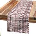 Lunarable Traditional Table Runner, Classic Eastern European Romanian Pattern with Snowflakes Chevrons Pixel Design, Dining Room Kitchen Rectangular Runner, 16" X 72", Red Black