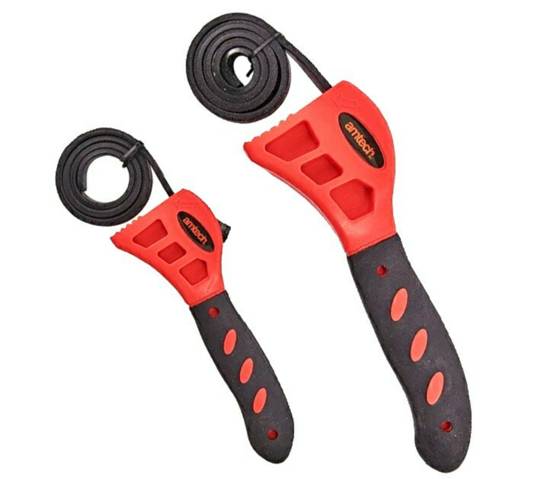 WEAVILUX 2Pcs Comfortable Handle Red Rubber Strap Wrench for Bottle Opening