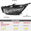 Huray LED Headlight for Honda Odyssey 2021-2024 EX EX-L 33150-THR-A32/33150-THR-A31 OE Front Lamp (Driver Side (Left))