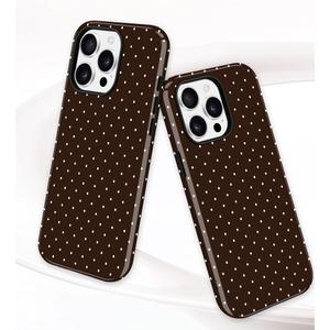 Jusy Compatible with MagSafe Polka Dot Case for iPhone 16 Pro Max, Cute Aesthetic Polka Dots Magnetic Phone Case, Soft TPU and Hard PC Protective Phone Cover for Women GirlsShiny - Brown