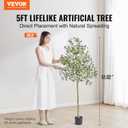 VEVOR Artificial Olive Tree, 5 FT Tall Faux Plant, Secure PE Material & Anti-Tip Tilt Protection Low-Maintenance Plant, Lifelike Green Fake Potted Tree for Home Office Christmas Decor Indoor Outdoor