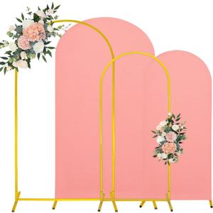 7.2FT, 6FT Wedding Arch Stand and Matching Dusty Rose Spandex Fitted Backdrop Cover Set, Round Top Chiara Stands for Birthday Party Baby Shower Decor (Dusty Rose)