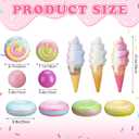 Soulchen 16 Pcs Large Pastel Christmas Tree Ornaments Inflatable Candy Macaroon Color Dessert Pendant Ice Cream Sugar Cake Macaroon Donut Candy Balls Ornaments for Christmas Holiday Party