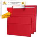 200 5x7 Red Invitation Envelopes - For 5x7 Cards - A7 - (5  x 7  inches) - Perfect for Weddings, Graduation, Baby Shower - 120 GSM - Peel, Press & Self Seal - Square Flap
