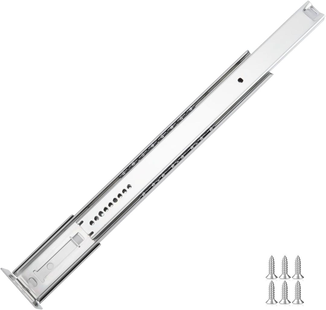 LONTAN 1 Pcs Center Mount Drawer Slides Bottom Mount for Cabinet and Dresser 16 Inch Heavy Duty Drawer Rails 10.74" Extension Glide Track