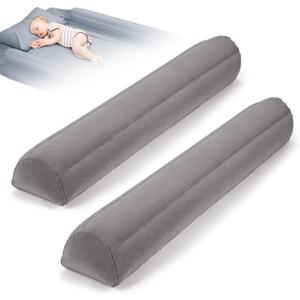 2Pack Travel Bed Rails for Toddlers | Non-Slip Soft Flocking Portable Inflatable Bed Rails for Toddlers | Travel Toddler Bed Rail for Full, Queen, King Size Beds | Portable Bed Rail for Travel (Light Grey)